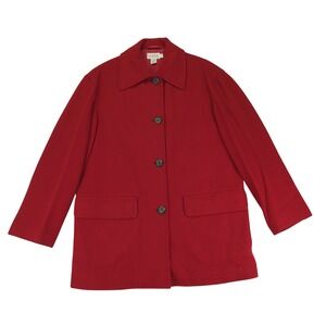 J Crew Classic Red Wool Blend‎ Button Front Coat Jacket Size Small